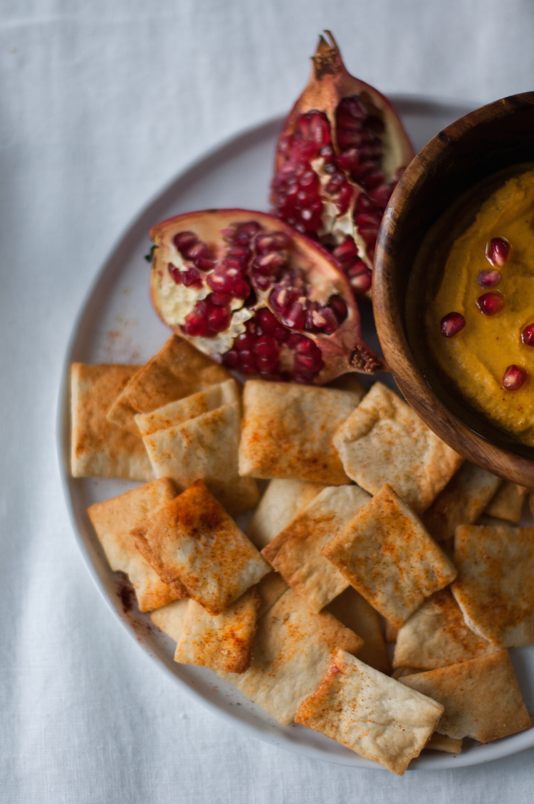 Spiced Pumpkin Hummus with Pomegranate // Craftandcocktails.co