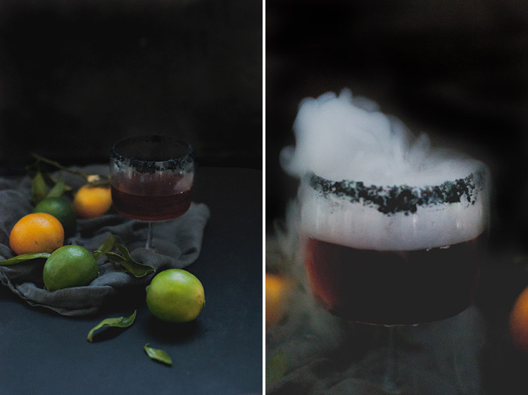 A Smokey Mezcal Halloween Cocktail with dry ice // Craftandcocktails.co