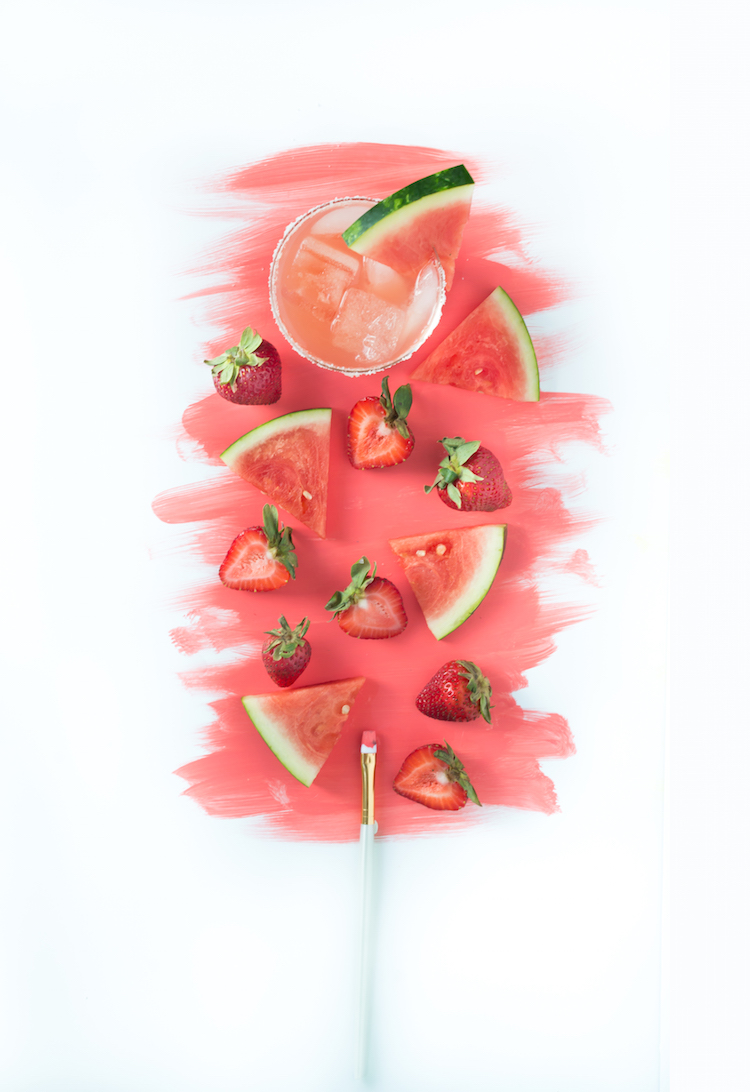 Strawberry Watermelon Margarita recipe // Craftandcocktail.co Glossary of Color Margaritas for @sugarandcloth