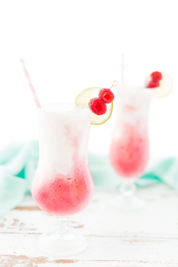 Coconut Strawberry Raspberry Frozen Daiquiri // craftandcocktails.co