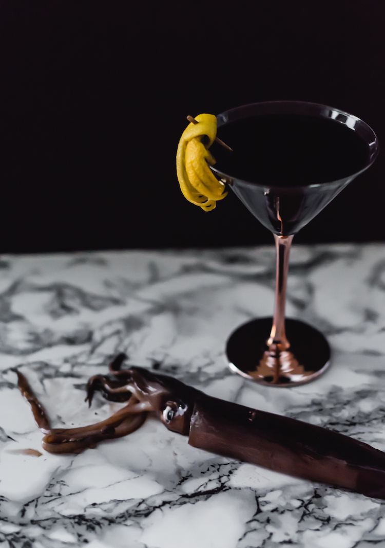 Spooky Squid Ink Martini // recipe on craftandcocktails.co