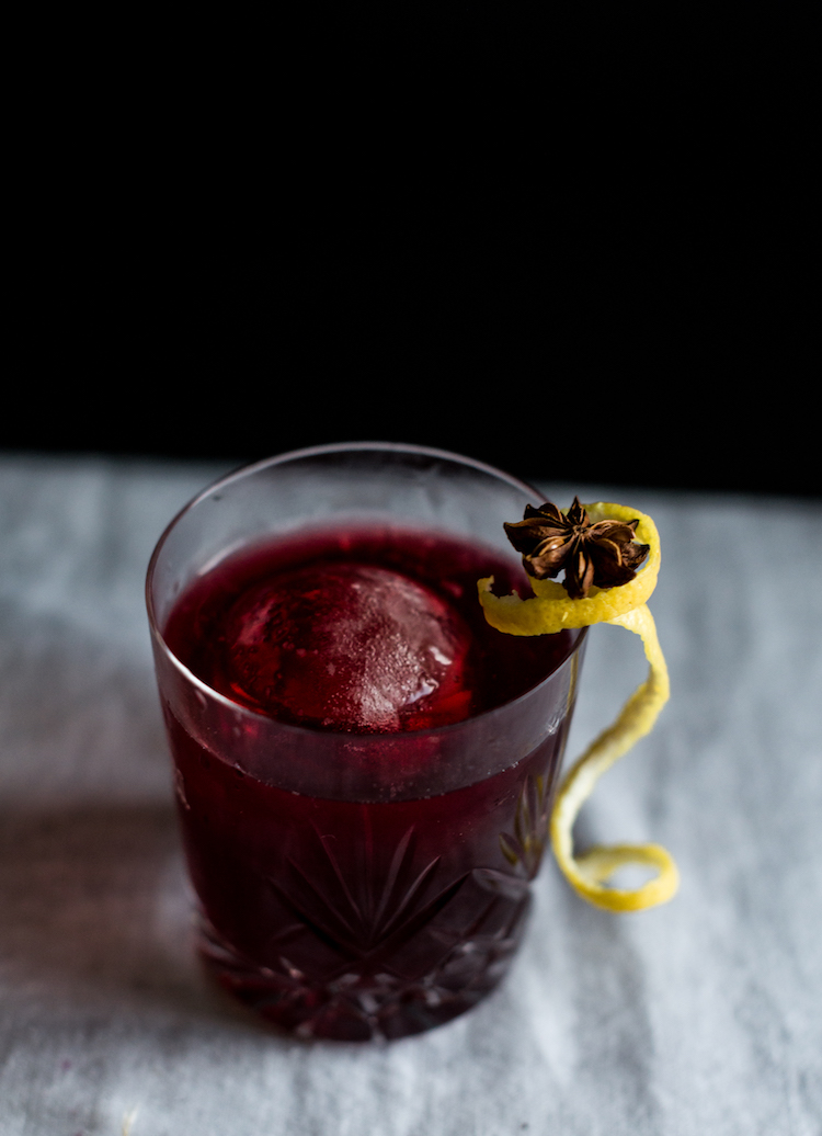 Bitter Sweet Thanksgiving cocktail with Amaro, pomegrante and apple // craftandcocktails.co