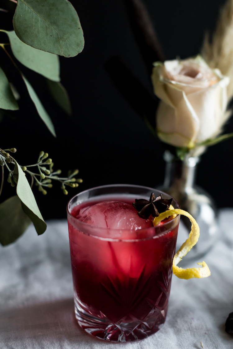 Bitter Sweet Thanksgiving cocktail with Amaro, pomegrante and apple // craftandcocktails.co