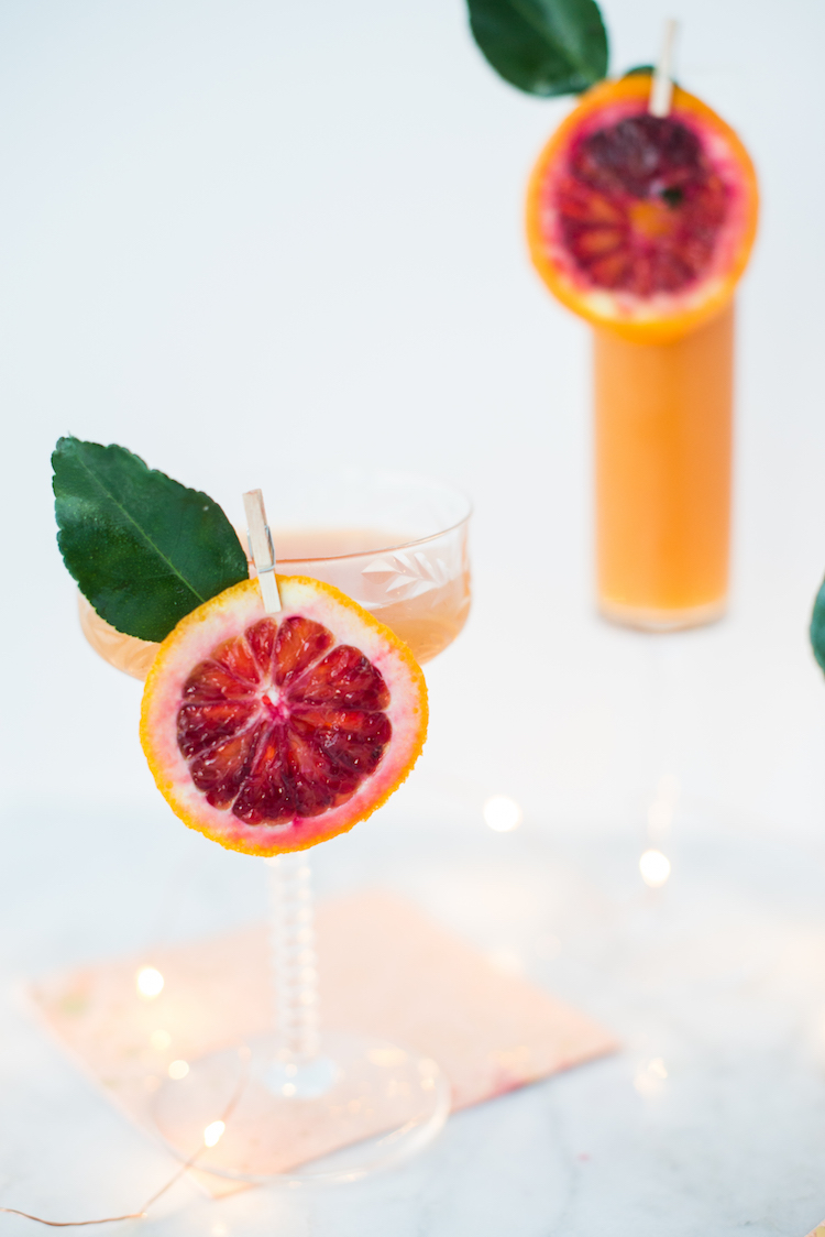 blood orange sparkler cocktail on Craft and Cocktails