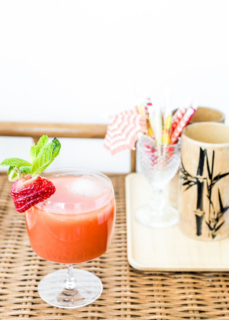 Watermelon Strawberry Aquavit Cooler | recipe on Craft & Cocktails (craftandcocktails.co)