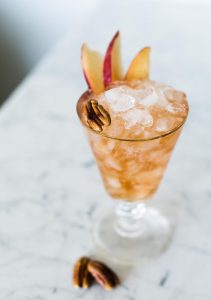 Bitter Pecan Peach Dandy with pecan orgeat cocktail | recipe on Craftandcocktails.co