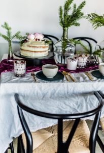 Modern Holiday Tabletop with Evergreens