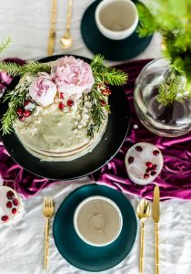 Modern Holiday Tabletop with Evergreens