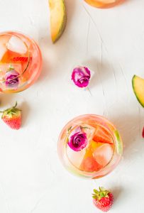 Rose Melon Rosé Sangria | recipe on Craft & Cocktails (Craftandcocktails.co)