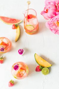 Rose Melon Rosé Sangria | recipe on Craft & Cocktails (Craftandcocktails.co)