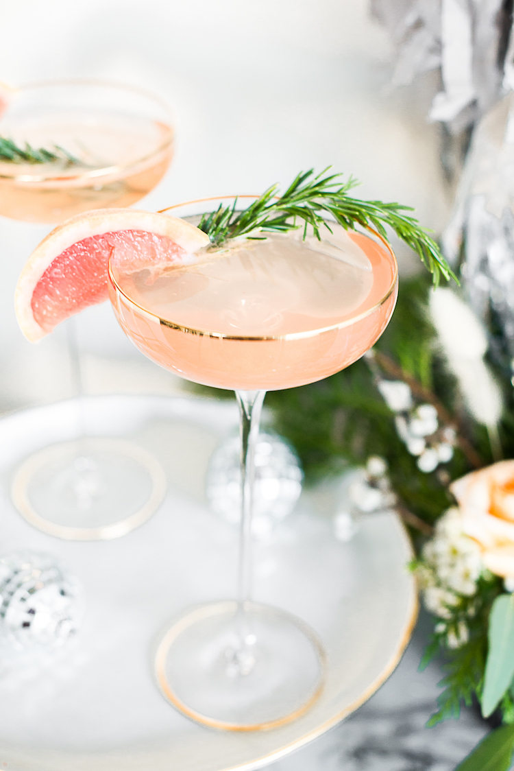 Grapefruit Rosemary Sparkler NYE Cocktail - Craft and Cocktails