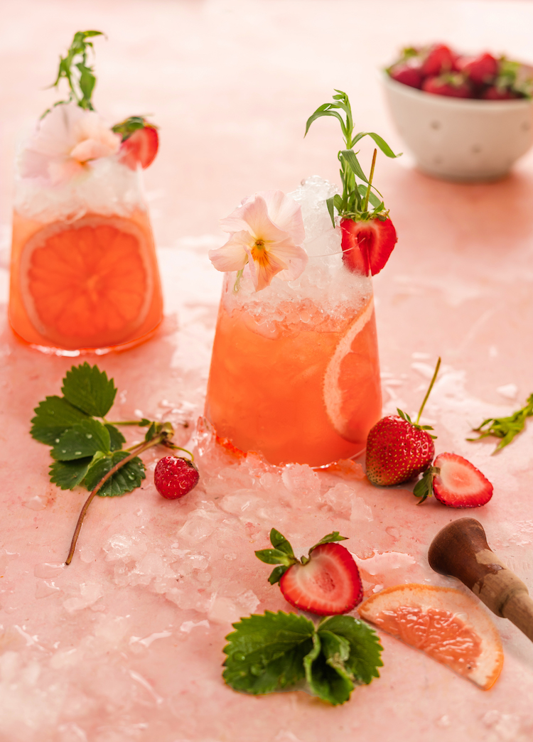 Strawberry Tarragon Smash cocktail recipe