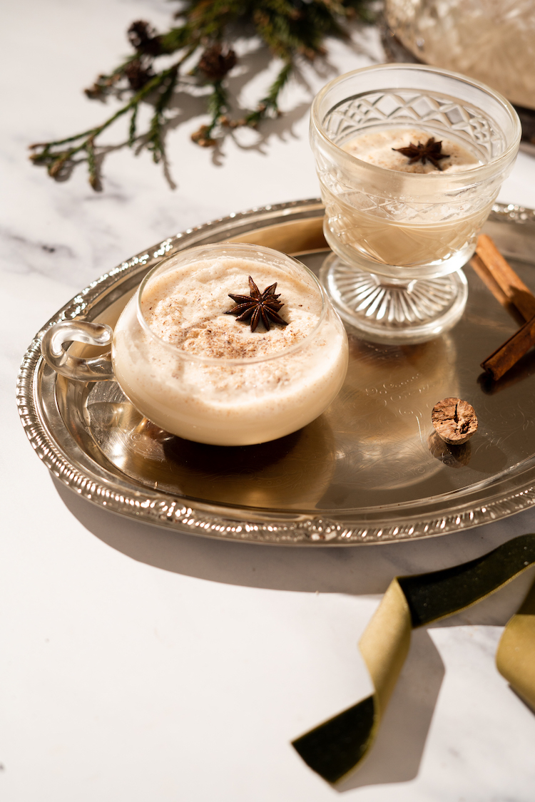 Eggnog Glasses and Recipe for Christmas