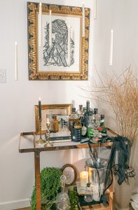 a sppoky style bar cart for halloween